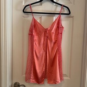 Victoria's Secret vintage Y2K silk tie-open rose pink mesh cami slip dress large